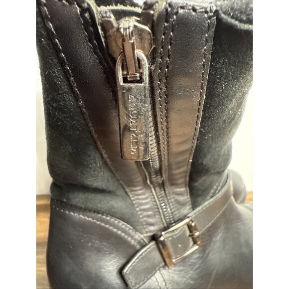 Aquatalia Black Leather Boots Women's Size 10 Made in Italy Shearling Lined EUC - Picture 4 of 9